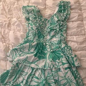 Lilly Pulitzer Teal and White Floral Mini Dress
